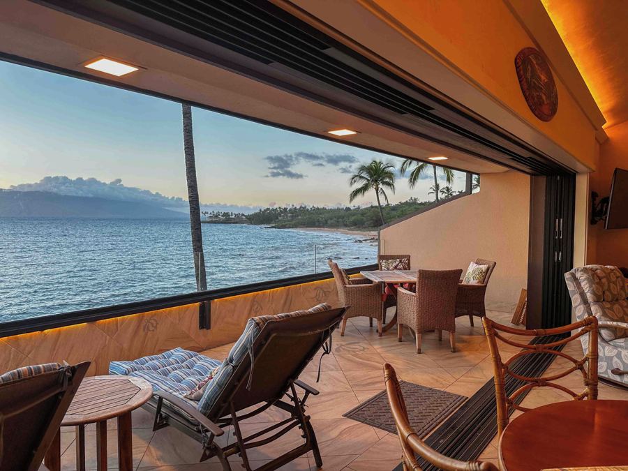 The lanai looking across the water to West Maui